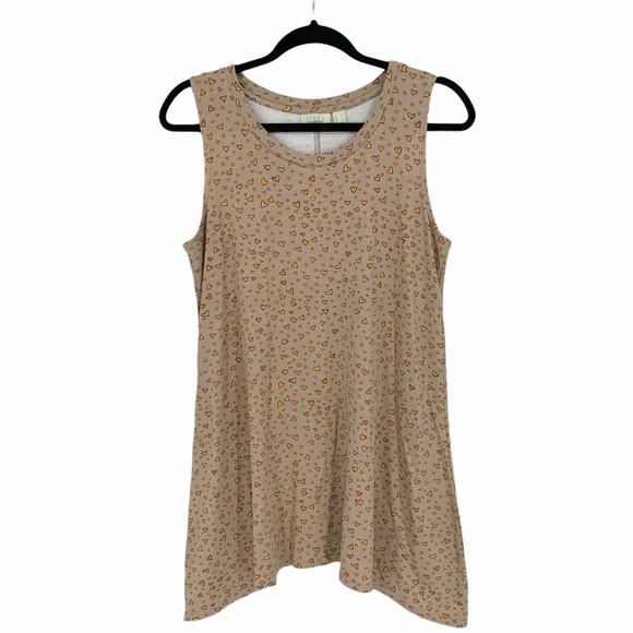 LOGO by Lori Goldstein Tops - LOGO Lori Goldstein Lounge Tan Heart Printed Tank